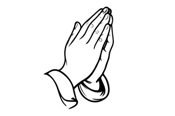 Human hands folded in prayer vector icon. Praying hands as a concept of religion, faith, and hope. Worship god. Christian symbol. Mudra namaste gesture of spirituality.