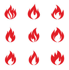 Fire flame icons vector set: a collection of burning hot symbols and illustrations for danger and heat designs