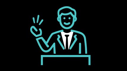 Sleek Vector Icon of a Professional Delivering a Dynamic and Impactful Presentation for Corporate Business Visual Solutions