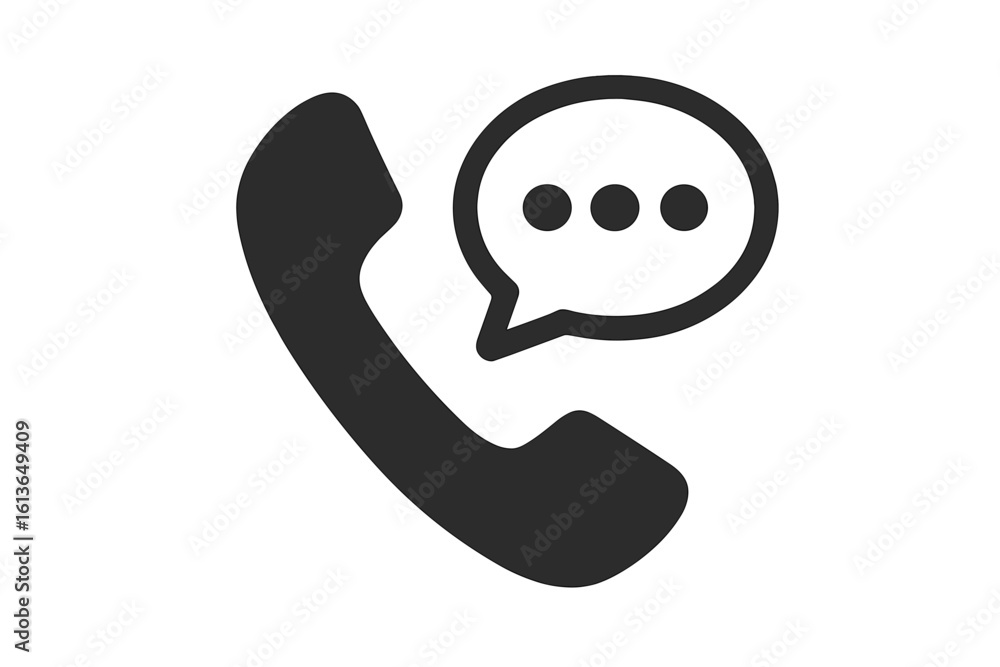 Poster phone call vector icon. telephone receiver with a speech bubble. communication symbol for contact, c
