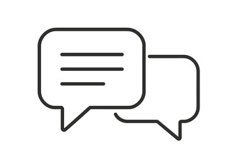 Fototapeta premium Speech bubble linear icon for chat, message, comment. Communication, dialogue, discussion symbol. Vector graphic for web, app design. Forum, feedback, talk outline sign.
