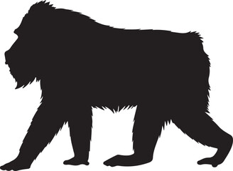 Mandrill Monkey Vector Silhouette