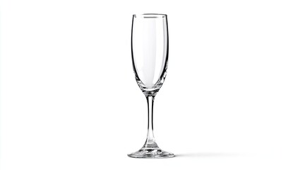 Clear champagne flute glass, empty