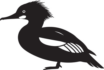 Merganser Duck Vector Silhouette