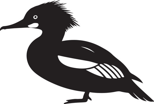 Merganser Duck Vector Silhouette