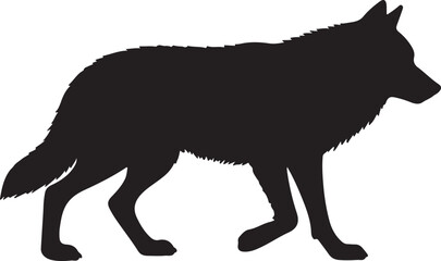 Mexican Gray Wolf Vector Silhouette