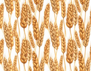 Wheat field, seamless texture pattern with hand drawn ears