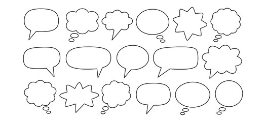 Fototapeta premium Vector art of various speech bubbles isolated on white background for communication and dialogue