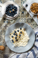 cottage cheese with blueberries and honey
