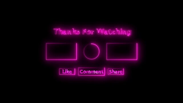 Glowing neon thanks for Watching. Video Template Card. Don't forget to subscribe. Social Media Template YouTube Channel.Suitable for all social media video channels.like and share text 4K stock video
