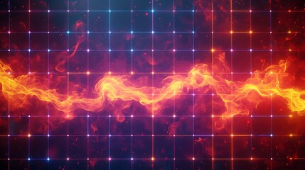 Electric Flame Gradient Grid with Abstract Vapor Haze and Subtle Flicker Glow