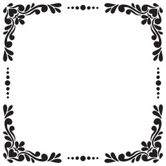 Black and white floral frame. Copy space. Vector clip art.