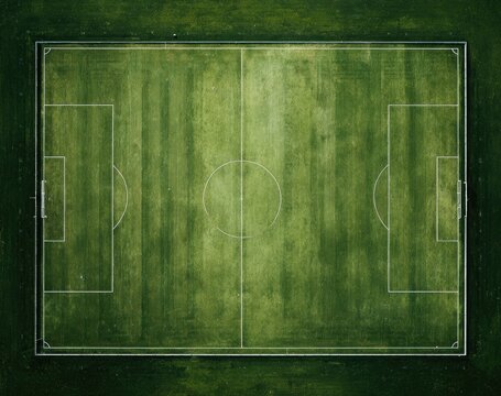 Empty soccer field, overhead view