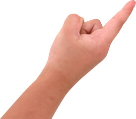 child hand pointing on transparent background