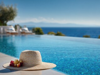 Luxury poolside straw hat