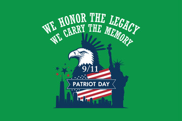 Patriot Day USA 9/11 card, September 11. We will never forget. Vector Patriot Day, 9/11 card, poster, banner. We will never forget.