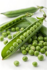 green peas on a white