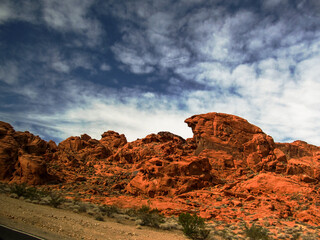 Strange shapes within the red coloured Aztec sandstone of the valley of fire state park in Nevada.