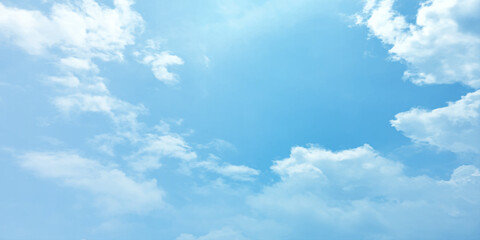 Storm clouds in the sky, Dramatic rain, Bright Flash shining light for design concept, panoramic view of clear blue sky and clouds, pastel multi color white fluffy clouds