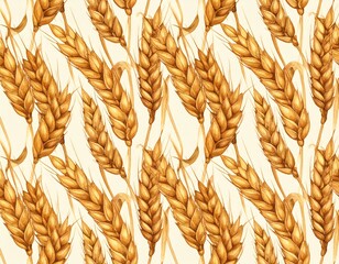 Wheat field, seamless texture pattern with hand drawn ears