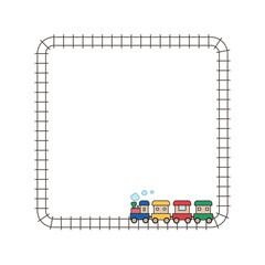 汽車と線路の四角いフレーム