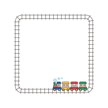 汽車と線路の四角いフレーム
