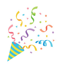 Celebrate in style with this vibrant burst of colorful confetti and streamers from a festive party popper. Party supplies for events, birthdays, celebrations, functions, parties, and anniversaries.