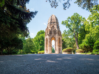 Gothic tower in Sad Janka Kráľa park, Bratislava. Originally part of a Franciscan church from the...