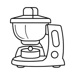 Simple linear illustration of a food processor with multiple attachments