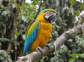 Vibrant Blue-and-Yellow Macaw Perched on a Branch