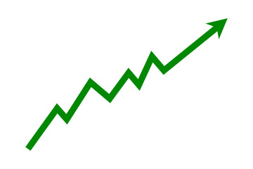 Green arrow graph line chart upward direction business growth up trend concept, Economic growth, Stock market profit, Financial growth sign. Vector illustration.