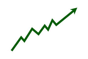 Green arrow graph line chart upward direction business growth up trend concept, Economic growth, Stock market profit, Financial growth sign. Vector illustration.
