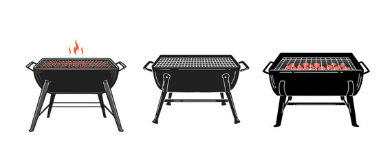 set of 3 barbecues for outdoor cooking