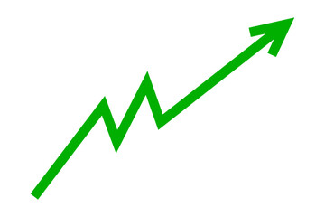 Green arrow graph line chart upward direction business growth up trend concept, Economic growth, Stock market profit, Financial growth sign. Vector illustration.
