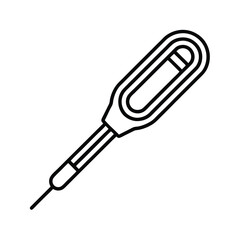 Outline illustration of a food thermometer probe with a connected cable wire