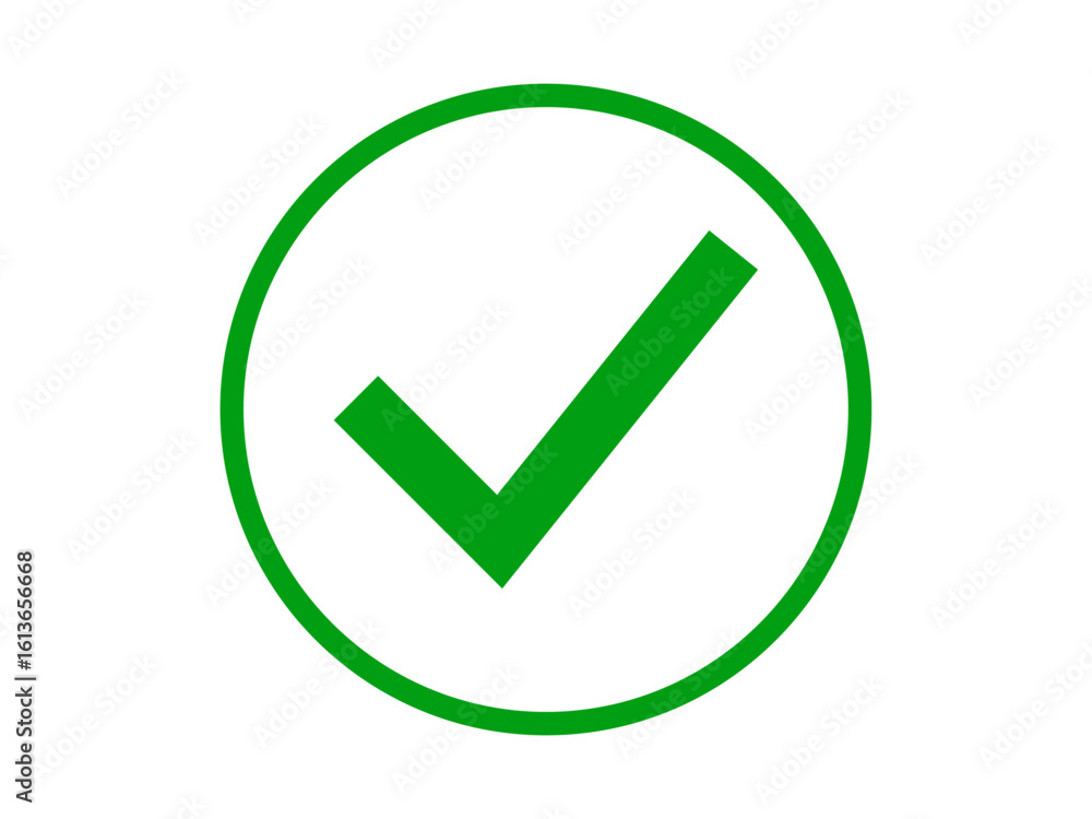 Poster green checkmark approved vector icon in circular box. green tick mark icon. correct tick sign for we