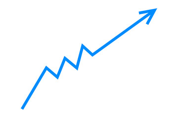Blue line arrow graph upward direction business growth up trend concept, Economic growth, Stock market profit, Financial growth sign. Vector illustration.
