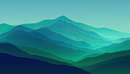 Fototapeta premium Misty mountain range, teal hues