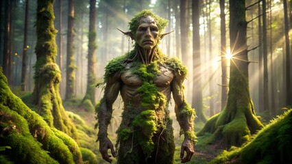 Fototapeta premium Moss Giant in Forest 8K Fantasy Nature Landscape