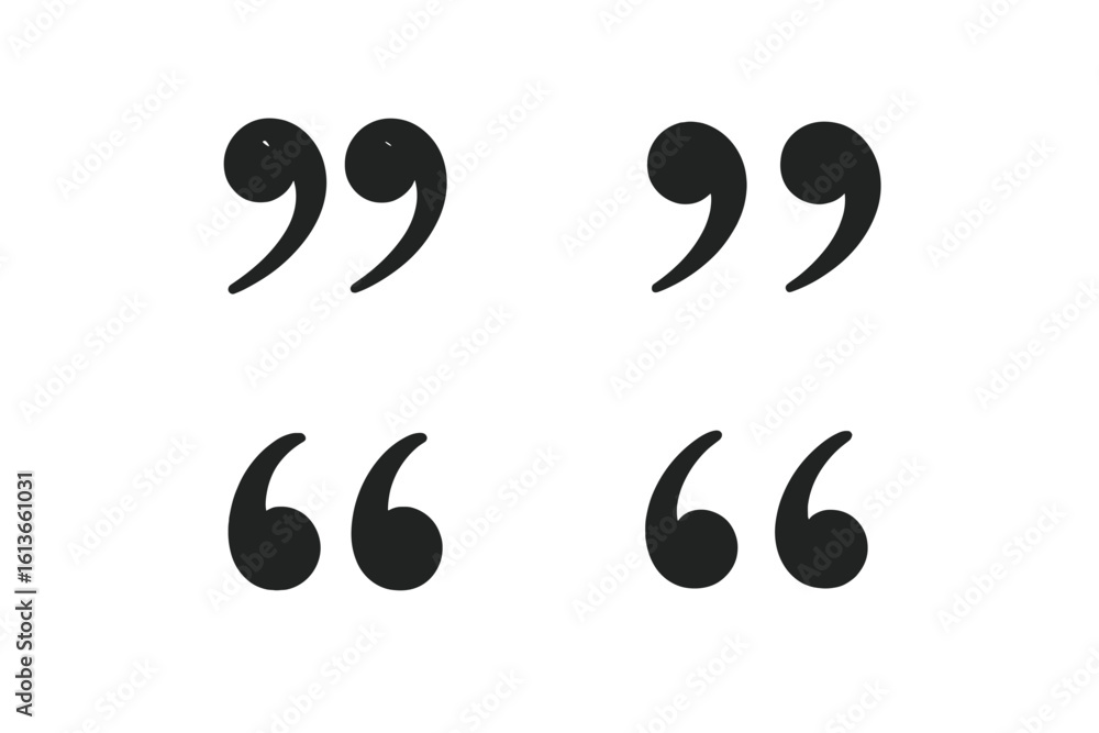 Poster quotation marks vector icon set. calligraphic style double quotes for typography. punctuation symbol