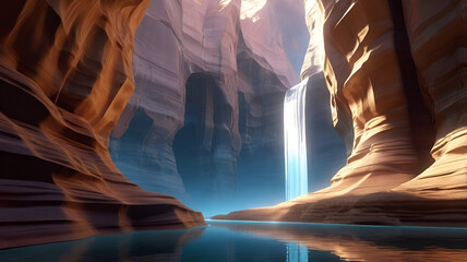 Glowing Crystal Canyon – Surreal 3D Concept Art with Ray Tracing and Reflective Beauty