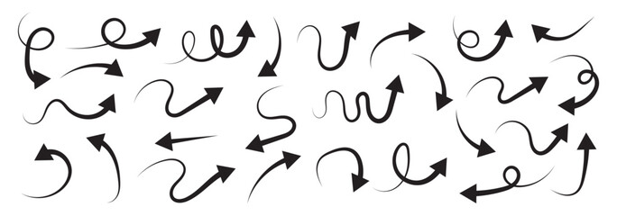 Hand drawn vector arrows doodle set on white background. design element vector illustration.