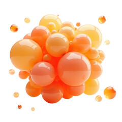 Abstract cluster of colorful spheres against a black background.