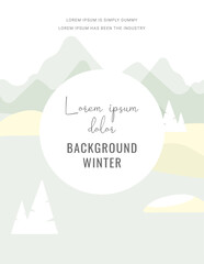 Vertical winter background with snowy fir trees, falling snow, and editable text space. Flat vector illustration perfect for seasonal greeting cards, posters, banners, and social media stories.

