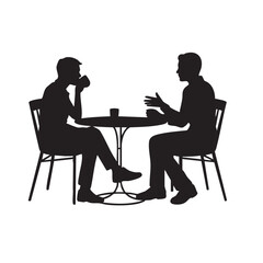 silhouette of a couple sitting in a cafe