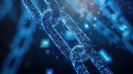 Abstract chain links made of binary code in digital environment