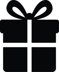 Minimalist Silhouette of Wrapped Gift Box with Bow on Top