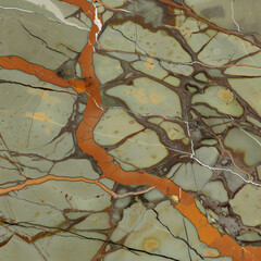 Olive and Rust Abstract Marble Vein Pattern