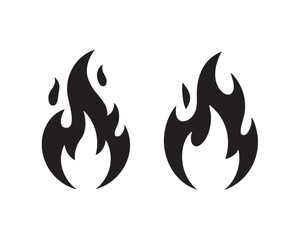 Two black flame icons on white background fire heat