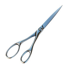 Sharp chrome scissors cutting tool precision craft steel tailor design on transparent background
